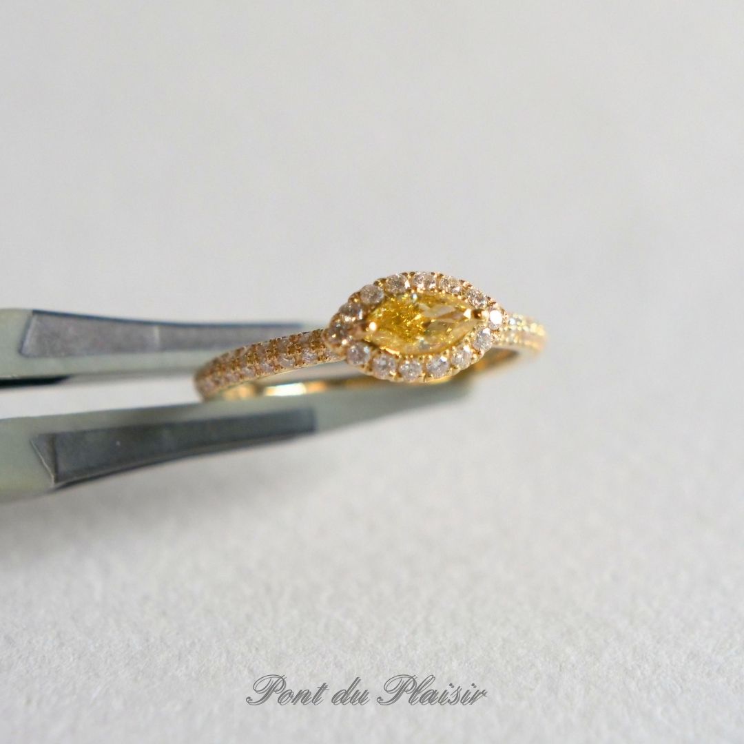 K18YG製イエローダイアモンド指輪
