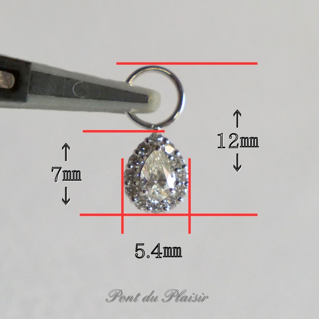 Pt950製ダイアモンドピアスチャーム/ペアシェイプ