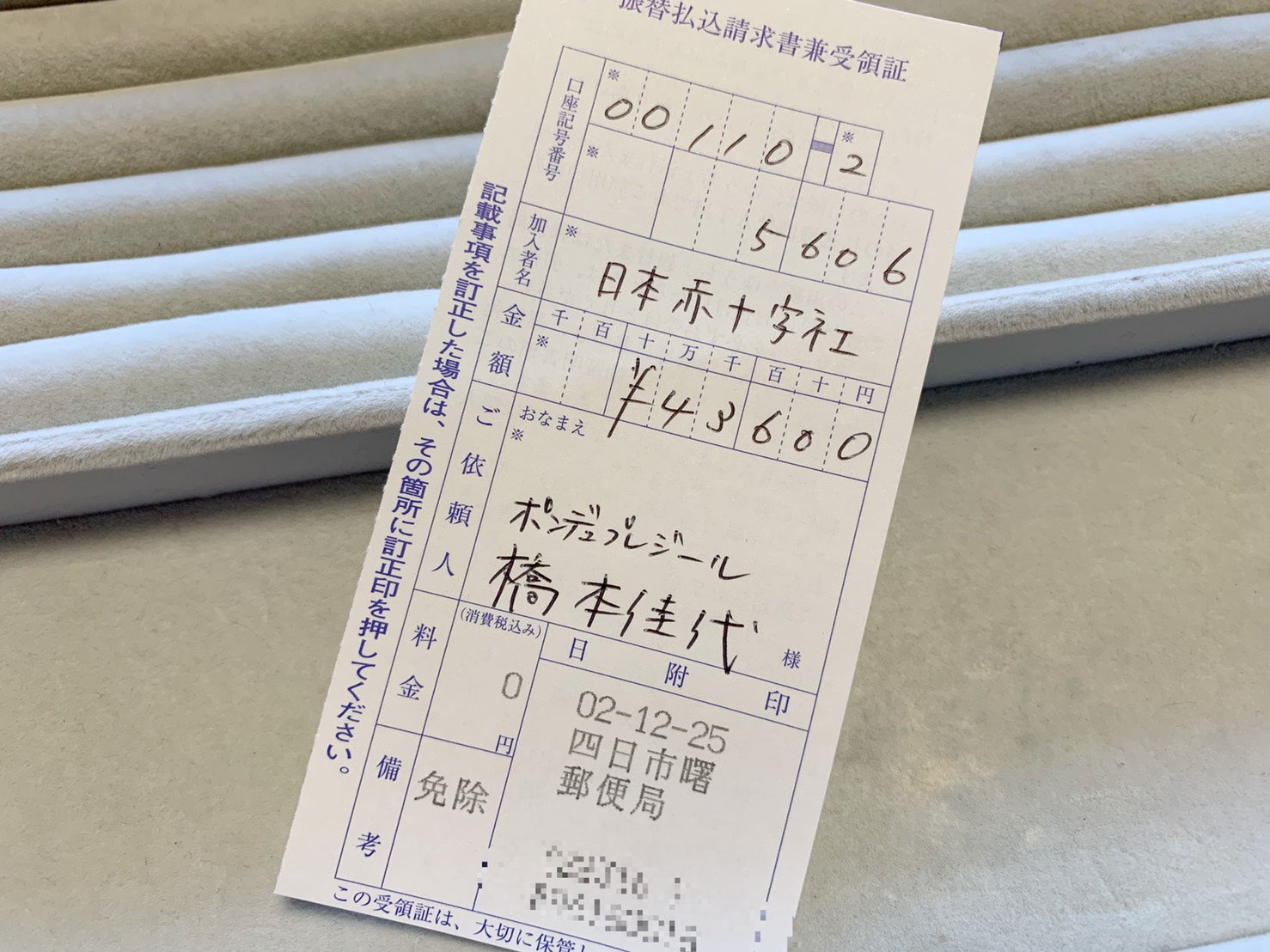 赤十字社へ寄付