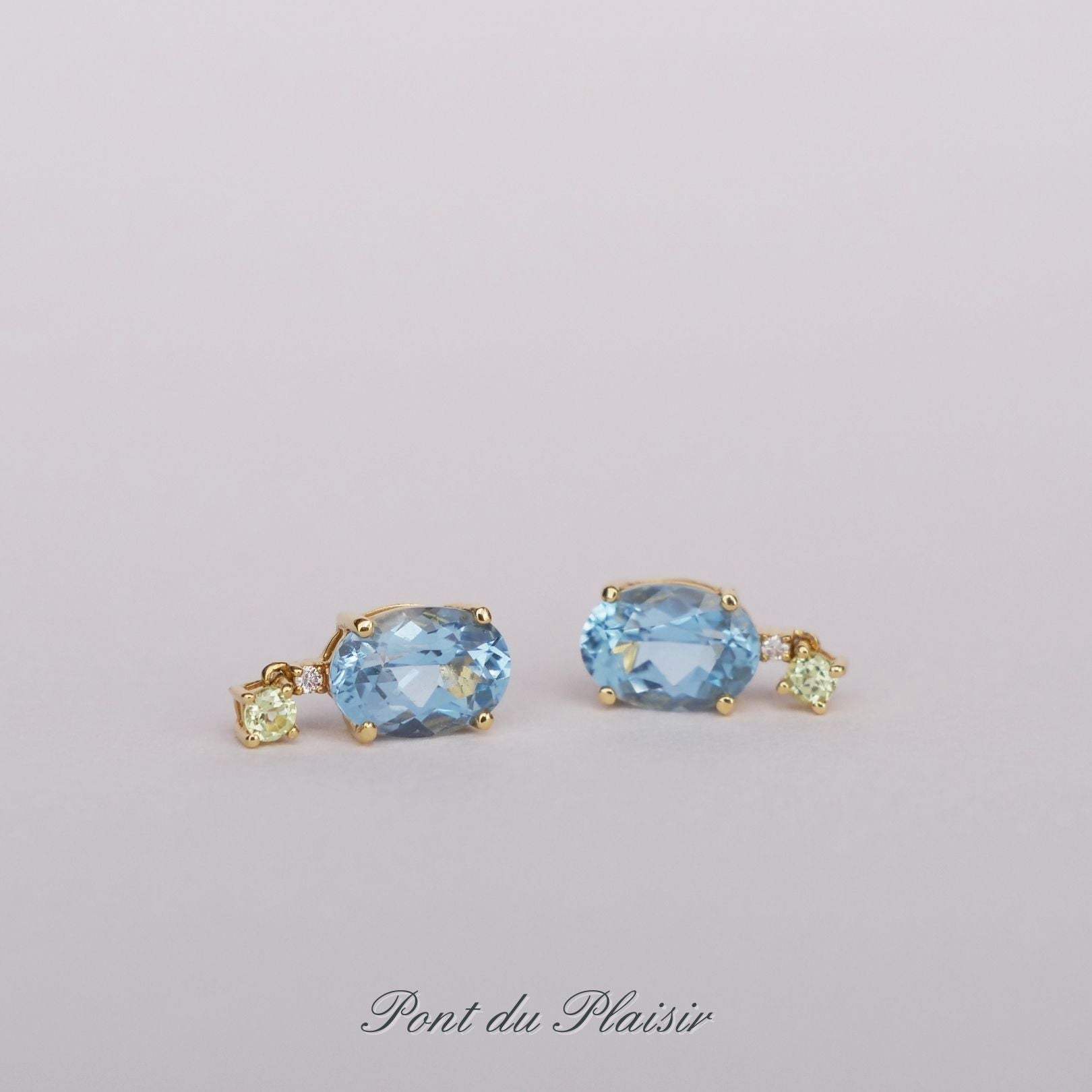 K18YG製スプリングキャンディアクアマリンピアス