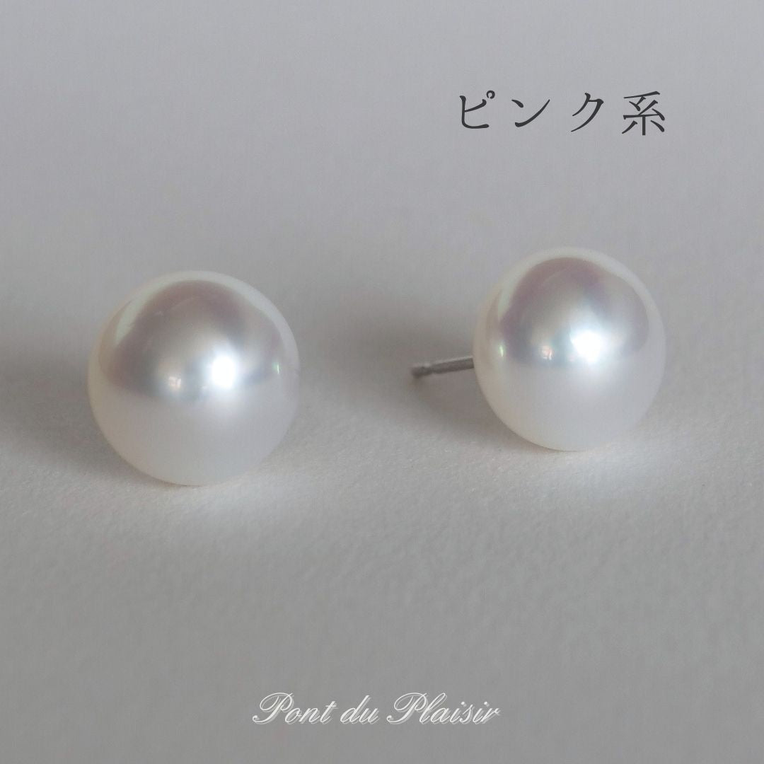 Pt900製白蝶真珠ピアス11㎜/ボタン