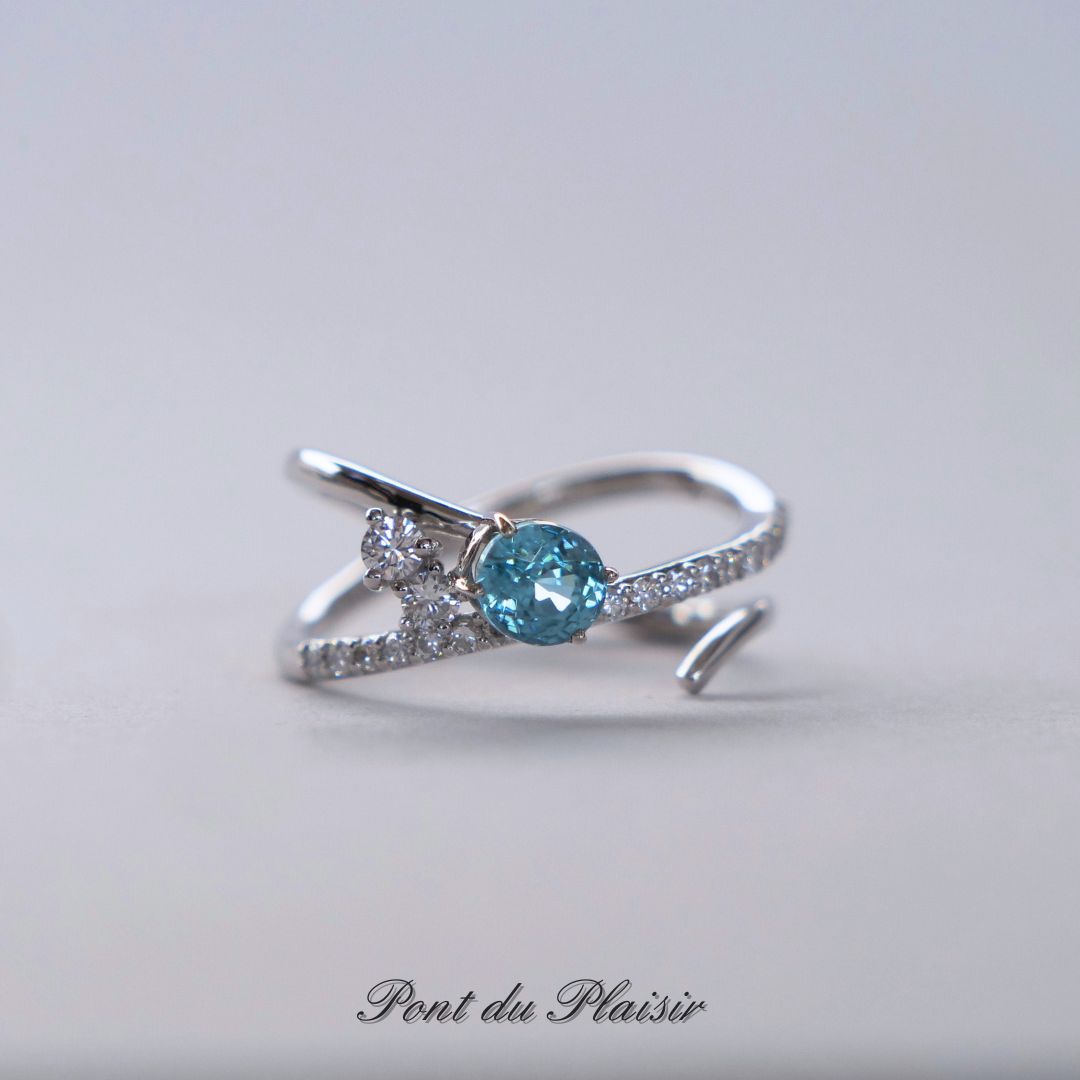 Pt950製ブルージルコン指輪#12