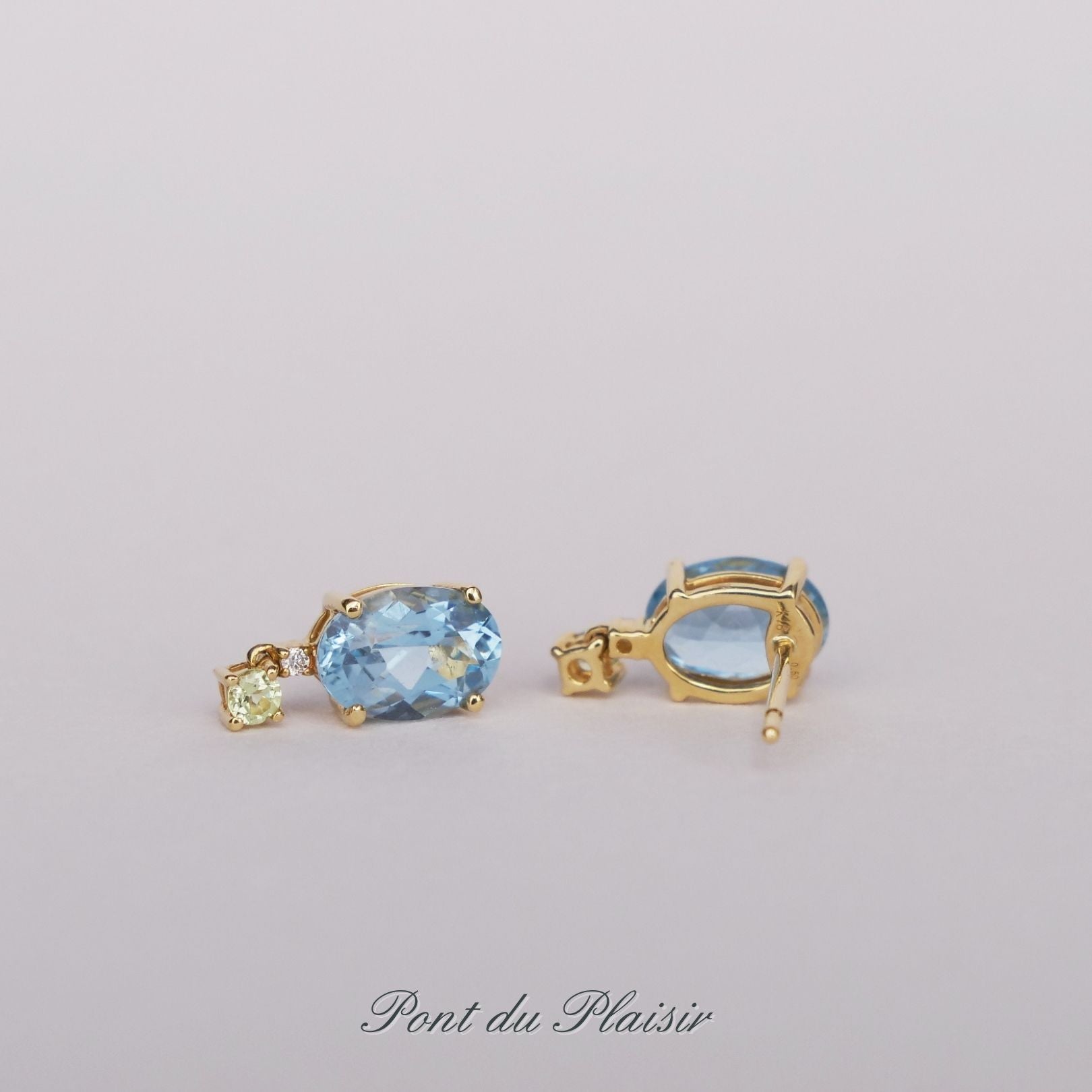 K18YG製スプリングキャンディアクアマリンピアス